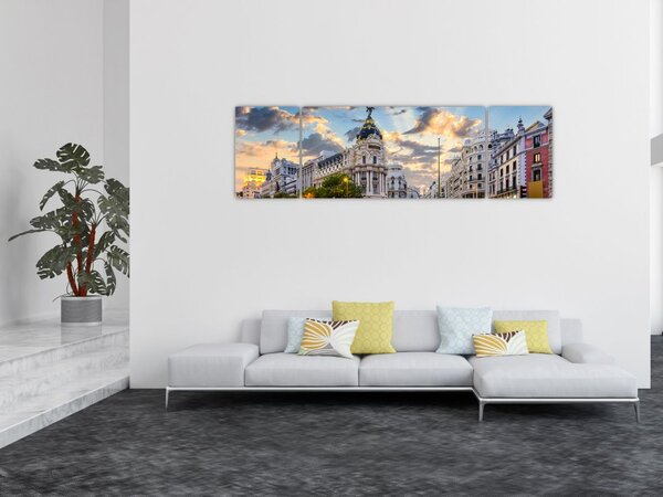 Obraz - Calle Gran Vía, Madryt, Hiszpania (170x50 cm)