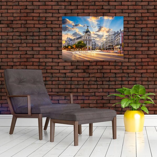Obraz - Calle Gran Vía, Madryt, Hiszpania (70x50 cm)