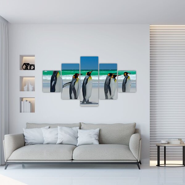 Obraz - Grupa Pingwinów królewskich (125x70 cm)