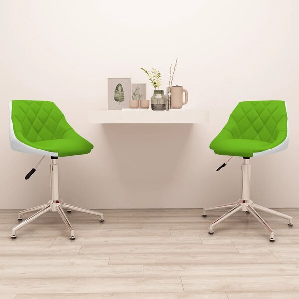 Obrotowe krzesła stołowe, 2 szt., zielono-białe, ekoskóra