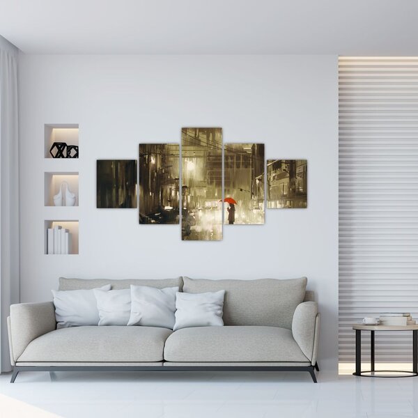 Obraz - Kobieta w deszczową noc (125x70 cm)