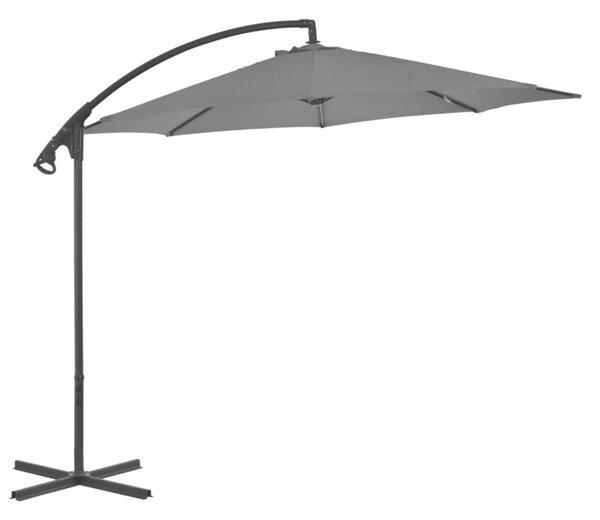 Parasol wiszący ze stalowym słupkiem, 300 cm, antracytowy