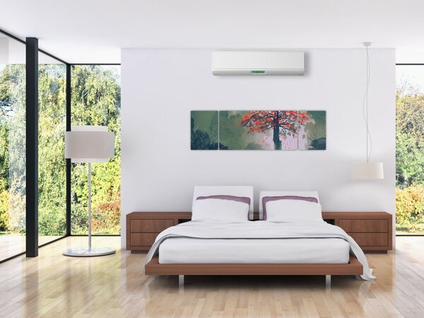 Obraz samotnego czerwonego drzewa (170x50 cm)
