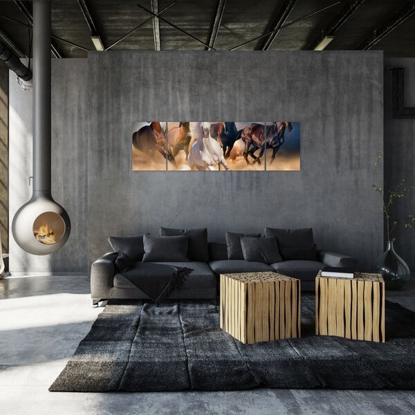 Obraz - Konie na pustyni (170x50 cm)