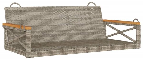 Ławka bujana, szara, 109x62x40 cm, polirattan