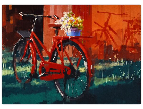 Obraz czerwonego koła, malowanie akrylowe (70x50 cm)