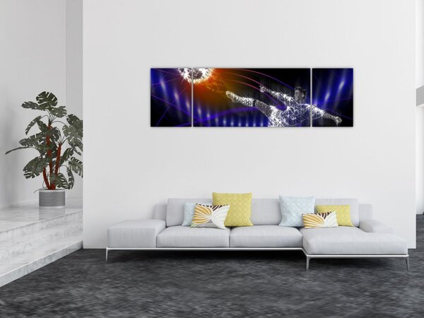Obraz skaczącego piłkarza (170x50 cm)