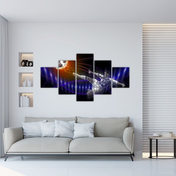 Obraz skaczącego piłkarza (125x70 cm)