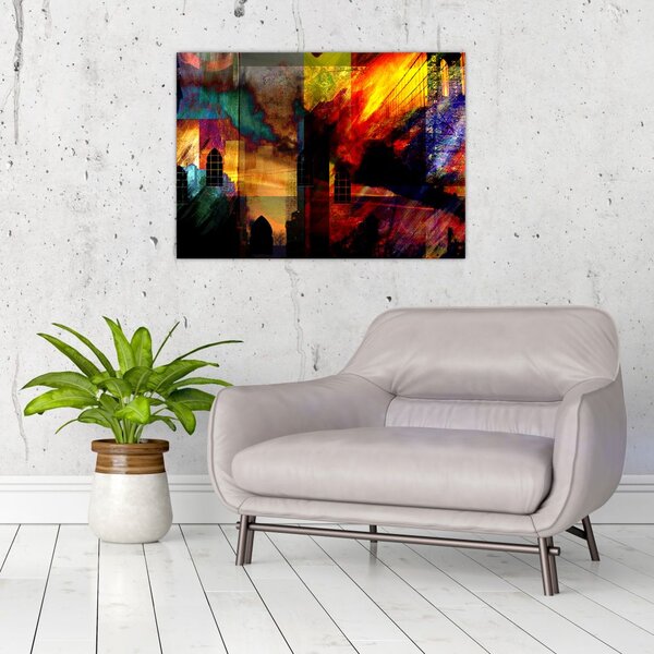 Obraz - Kolorowa abstrakcja miasta (70x50 cm)