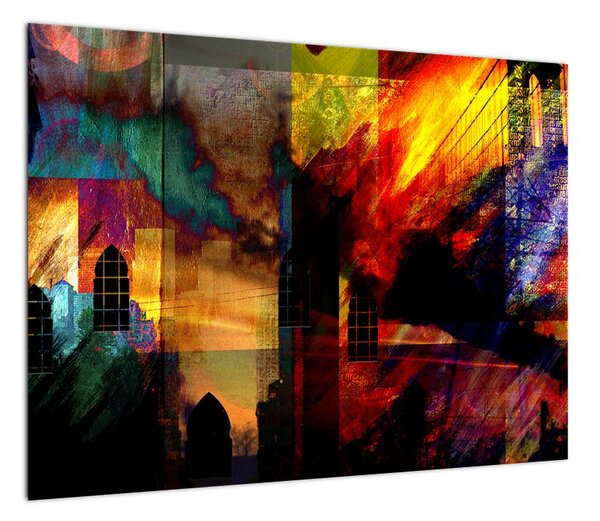 Obraz - Kolorowa abstrakcja miasta (70x50 cm)