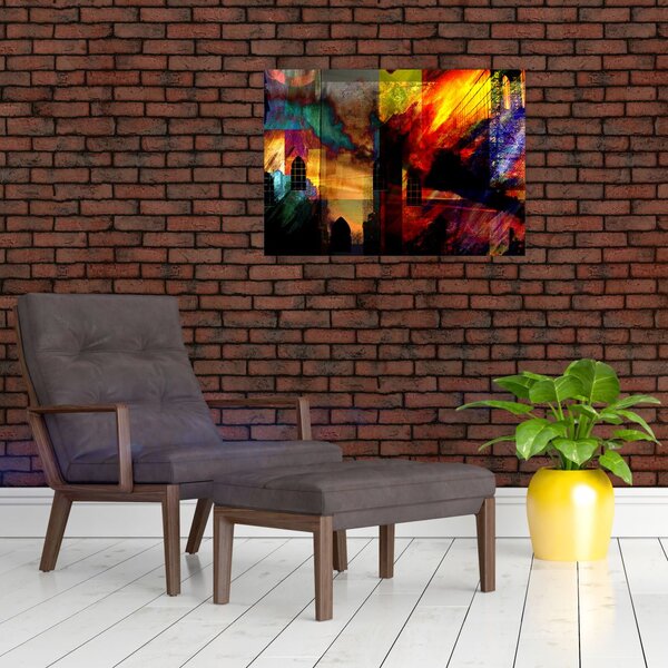 Obraz - Kolorowa abstrakcja miasta (70x50 cm)