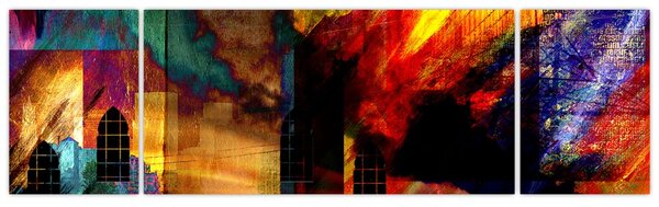 Obraz - Kolorowa abstrakcja miasta (170x50 cm)
