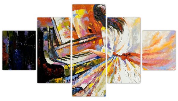 Obraz - Kobieta grająca na pianinie (125x70 cm)