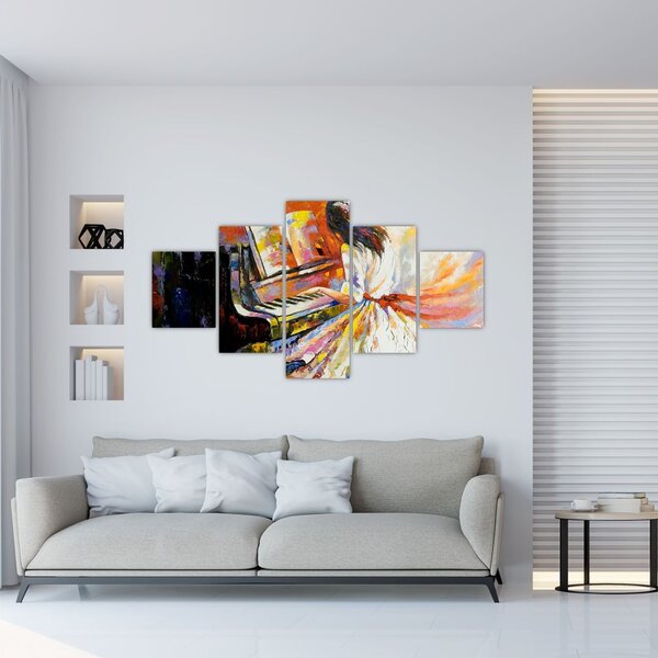 Obraz - Kobieta grająca na pianinie (125x70 cm)