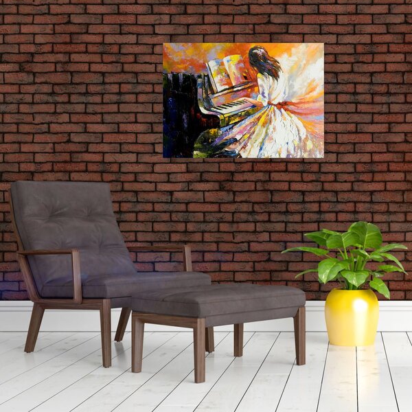Obraz - Kobieta grająca na pianinie (70x50 cm)