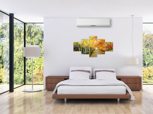 Obraz - Romantyczna aleja wzdłuż wody, obraz olejny (125x70 cm)