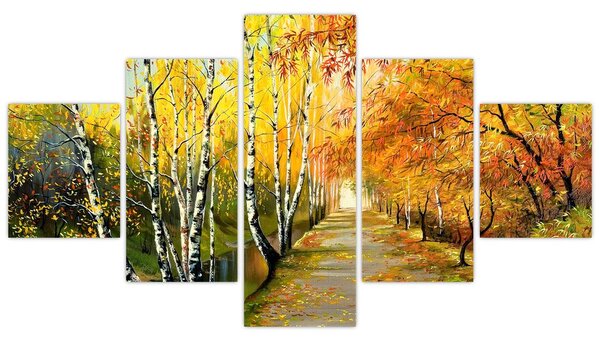Obraz - Romantyczna aleja wzdłuż wody, obraz olejny (125x70 cm)
