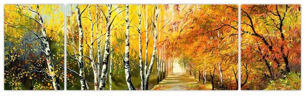 Obraz - Romantyczna aleja wzdłuż wody, obraz olejny (170x50 cm)