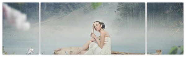 Obraz - Kobieta na łodzi (170x50 cm)