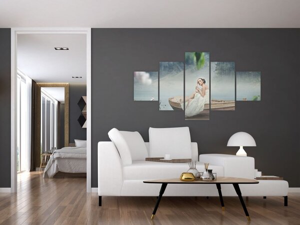 Obraz - Kobieta na łodzi (125x70 cm)