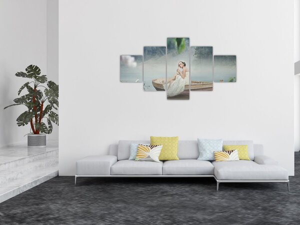 Obraz - Kobieta na łodzi (125x70 cm)