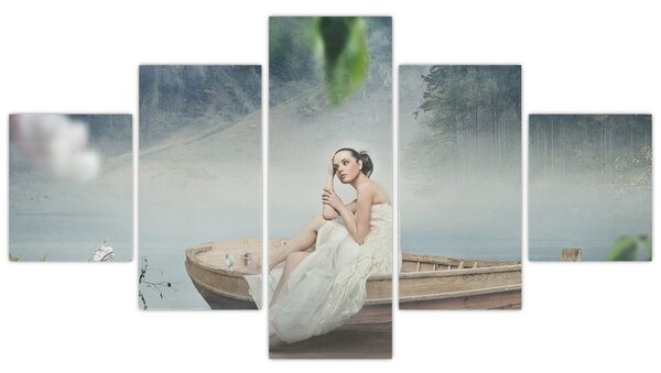Obraz - Kobieta na łodzi (125x70 cm)