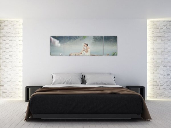 Obraz - Kobieta na łodzi (170x50 cm)