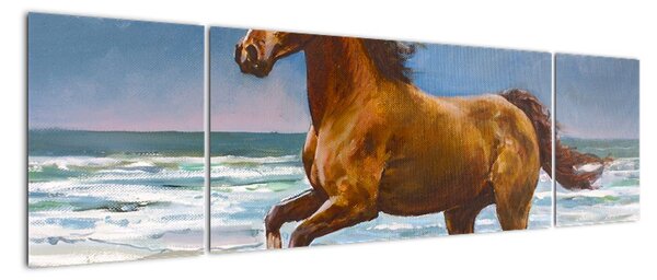 Obraz konia na plaży (170x50 cm)