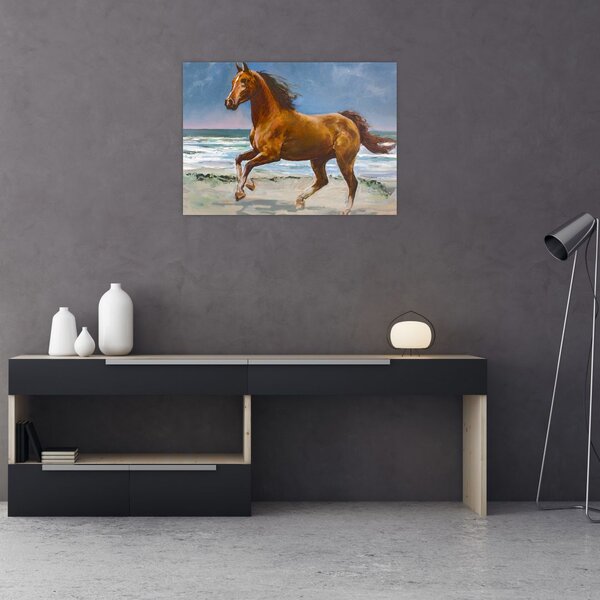 Obraz na szkle konia na plaży (70x50 cm)