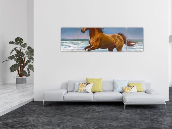 Obraz konia na plaży (170x50 cm)