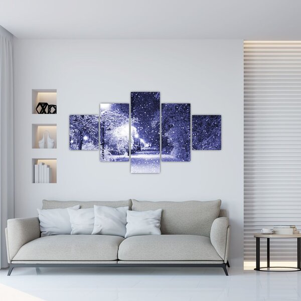 Obraz - Magiczna zimowa noc (125x70 cm)
