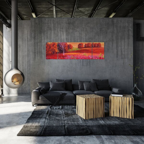 Obraz czerwonego krajobrazu (170x50 cm)