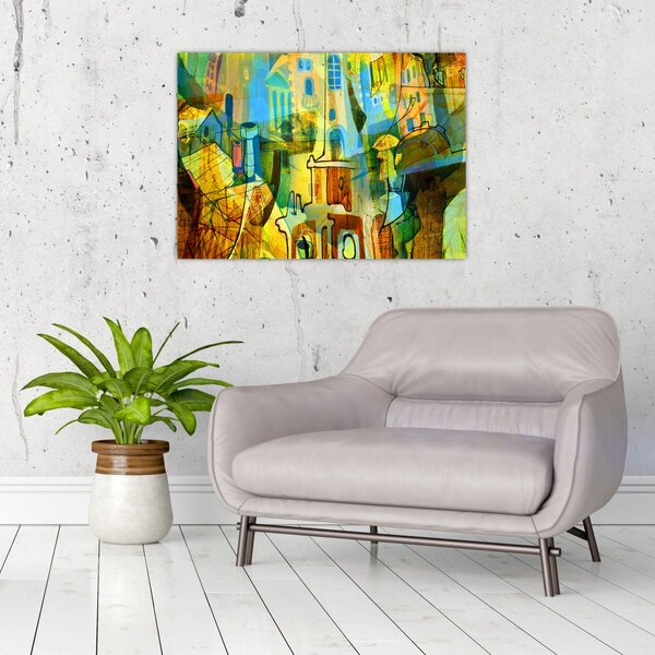 Obraz - Architektura, abstrakcja kubistyczna (70x50 cm)