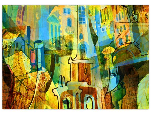 Obraz - Architektura, abstrakcja kubistyczna (70x50 cm)