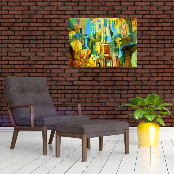 Obraz - Architektura, abstrakcja kubistyczna (70x50 cm)