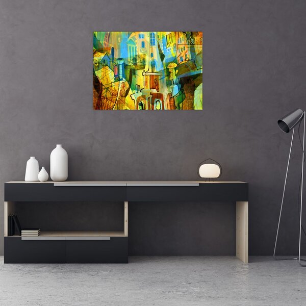 Obraz - Architektura, abstrakcja kubistyczna (70x50 cm)