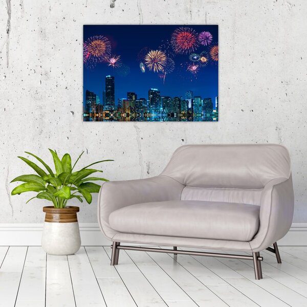 Obraz - Fajerwerki w Miami (70x50 cm)
