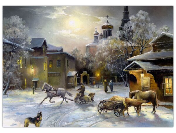 Obraz - Zimowa wioska (70x50 cm)