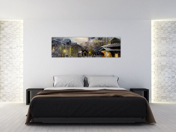 Obraz - Zimowa wioska (170x50 cm)