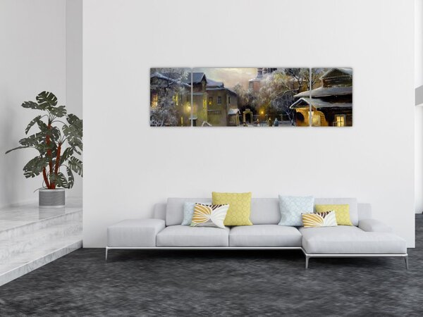 Obraz - Zimowa wioska (170x50 cm)