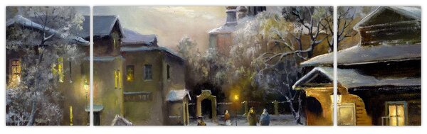 Obraz - Zimowa wioska (170x50 cm)