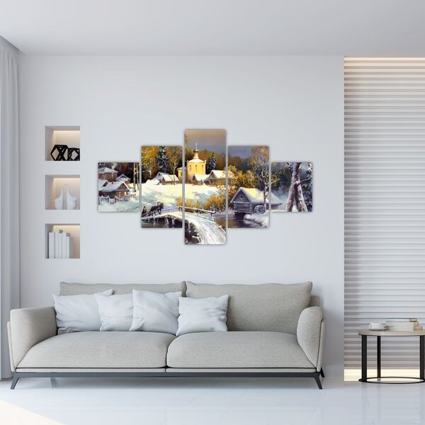 Obraz - Zimowe miasteczko (125x70 cm)
