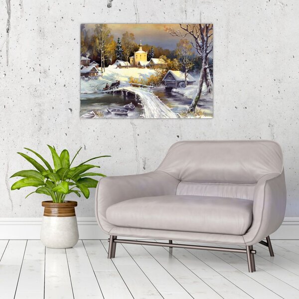 Obraz - Zimowe miasteczko (70x50 cm)