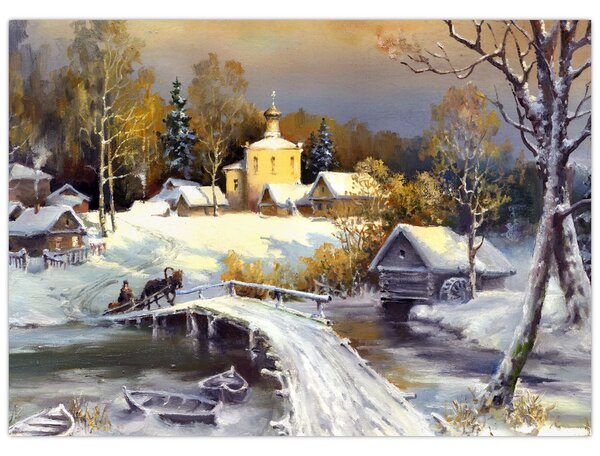 Obraz - Zimowe miasteczko (70x50 cm)