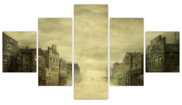 Obraz westernowego miasteczka (125x70 cm)