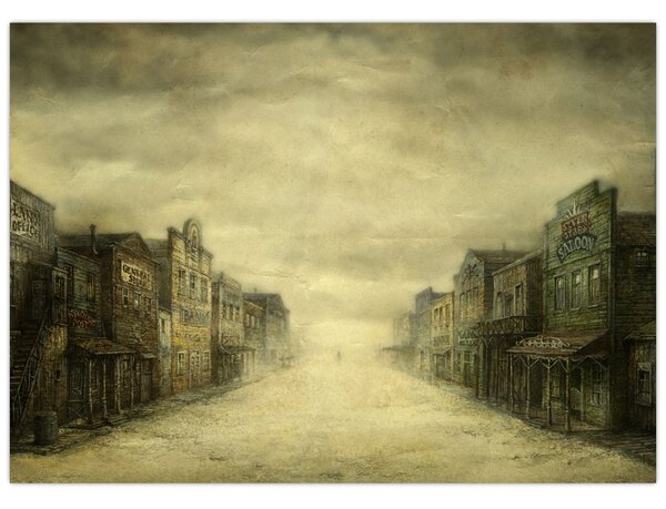 Obraz westernowego miasteczka (70x50 cm)