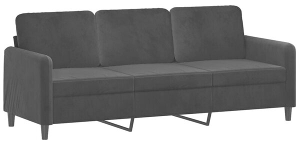 Sofa 3-osobowa, czarny, 180 cm, tapicerowana aksamitem