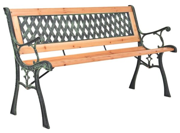 Ławka ogrodowa, 116 cm, żeliwo i lite drewno jodłowe