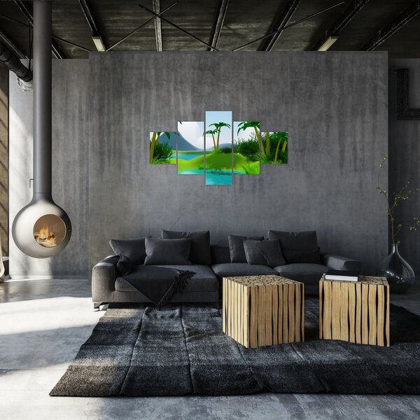 Obraz - Jeziora w dżungli (125x70 cm)