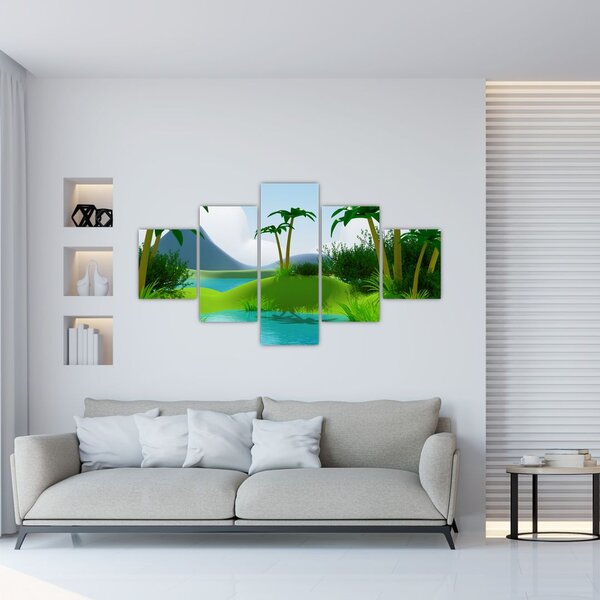 Obraz - Jeziora w dżungli (125x70 cm)